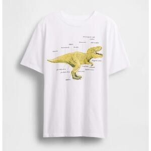 Gap Kids Graphic T Shirt Size XXL 100% Organic Cotton Dinosaur Optic White